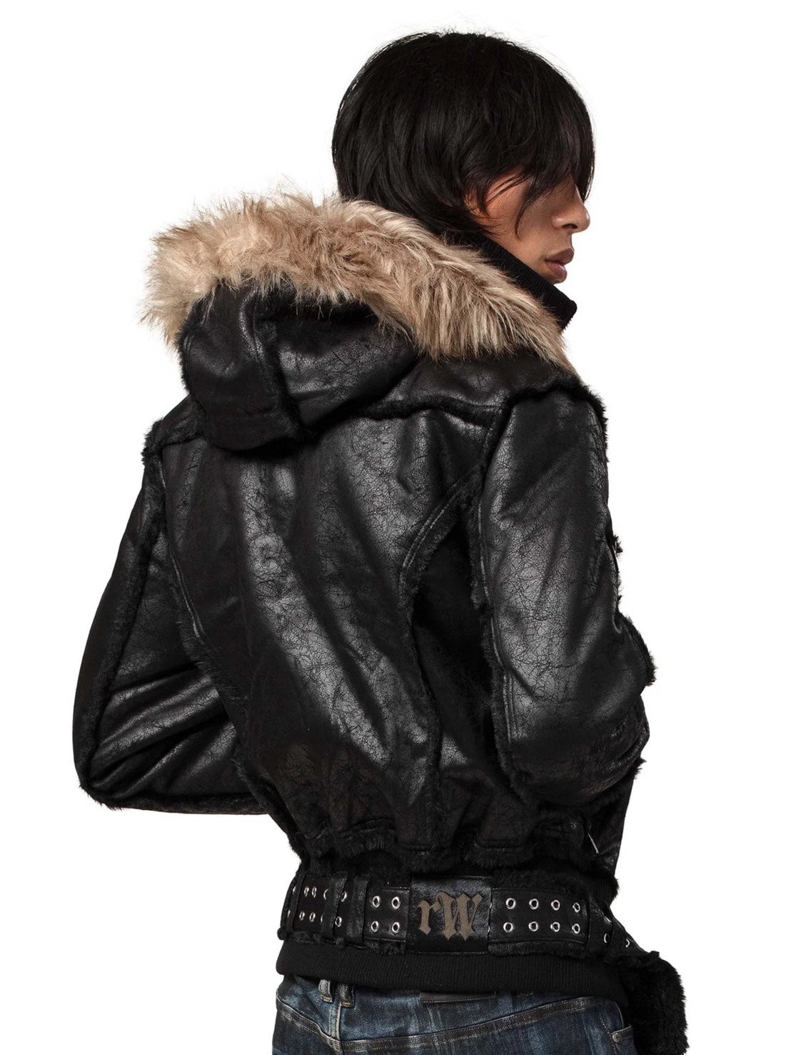 【RACER WORLDWIDE】Sheep Skin Jacket / 【レーサーワールドワイド】ベルテッドジップファージャケット