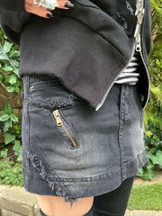 【Never mind the XU】damage denim skirt / 【ネバーマインドザエックスユー】ダメージデニムスカート (2color)