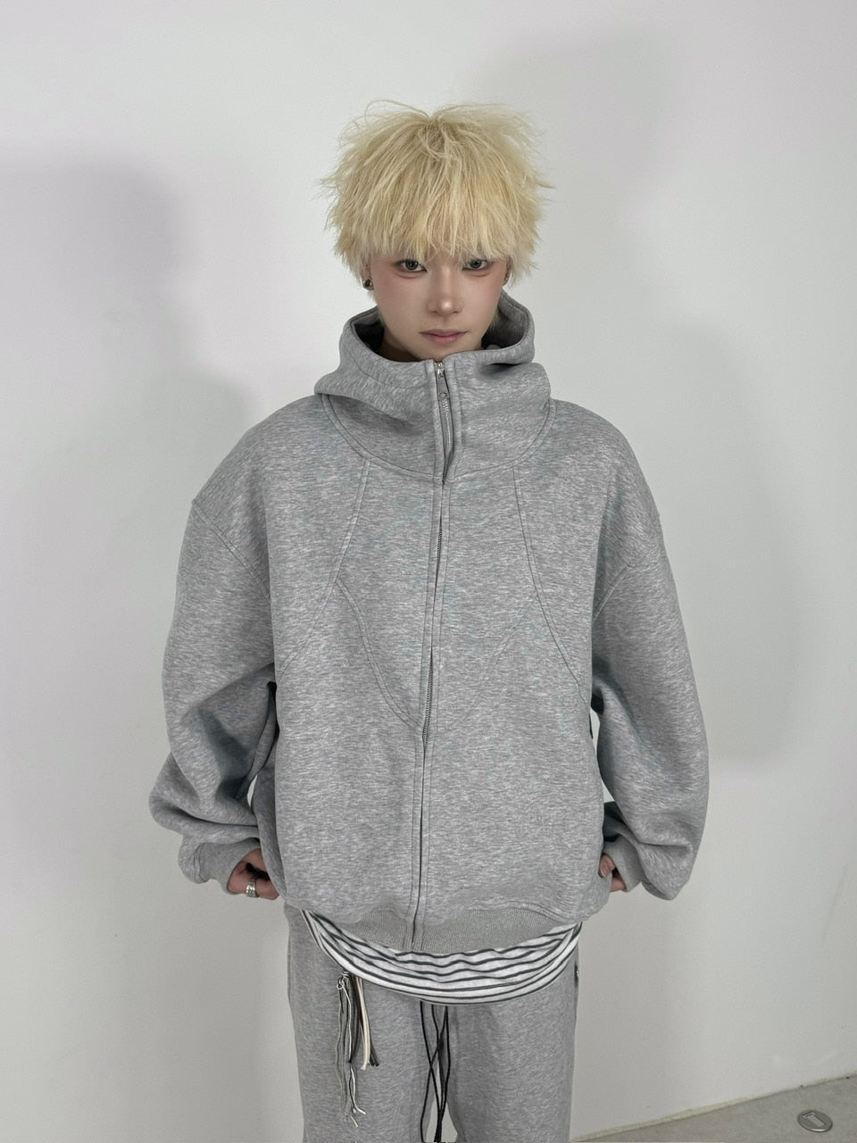 国際配送【Nerd out XU】high neck heavy hoodie / 【ナードアウトエックスユー】ハイネックヘビーフーディー (2color)