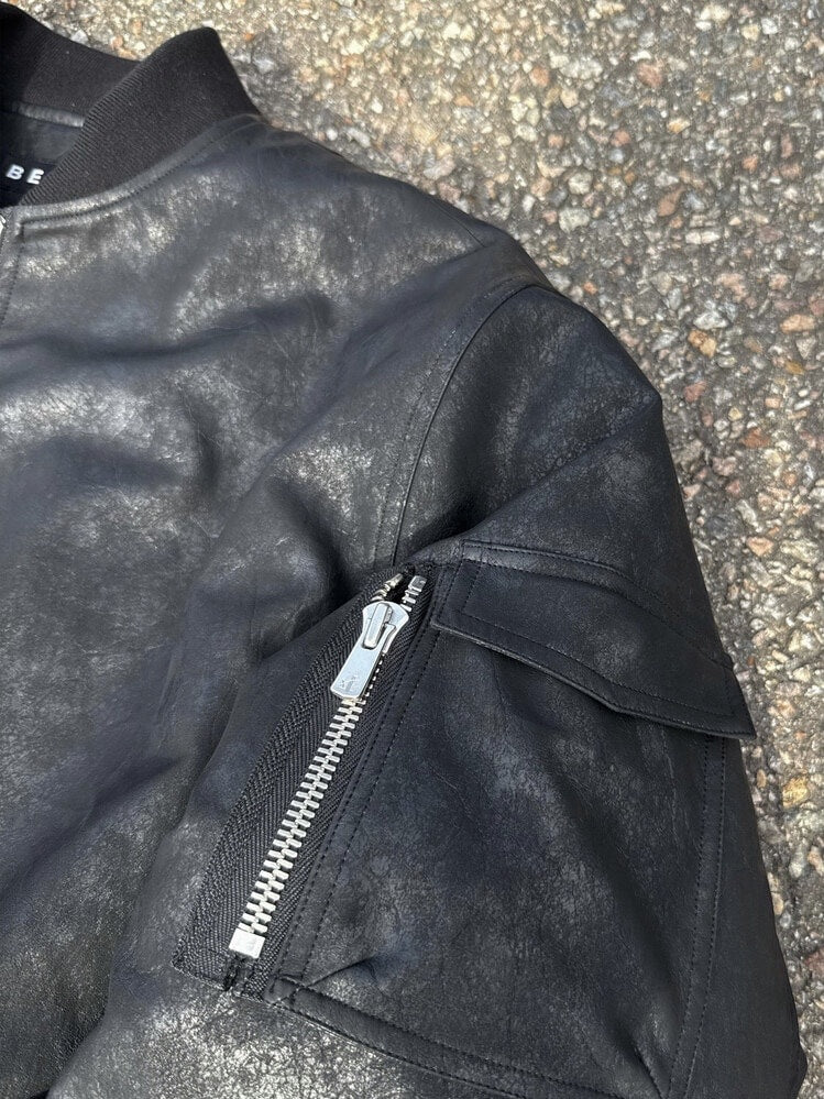 【BEBOF】Cracked fake leather jacket / 【ビーボフ】クラックフェイクレザージャケット