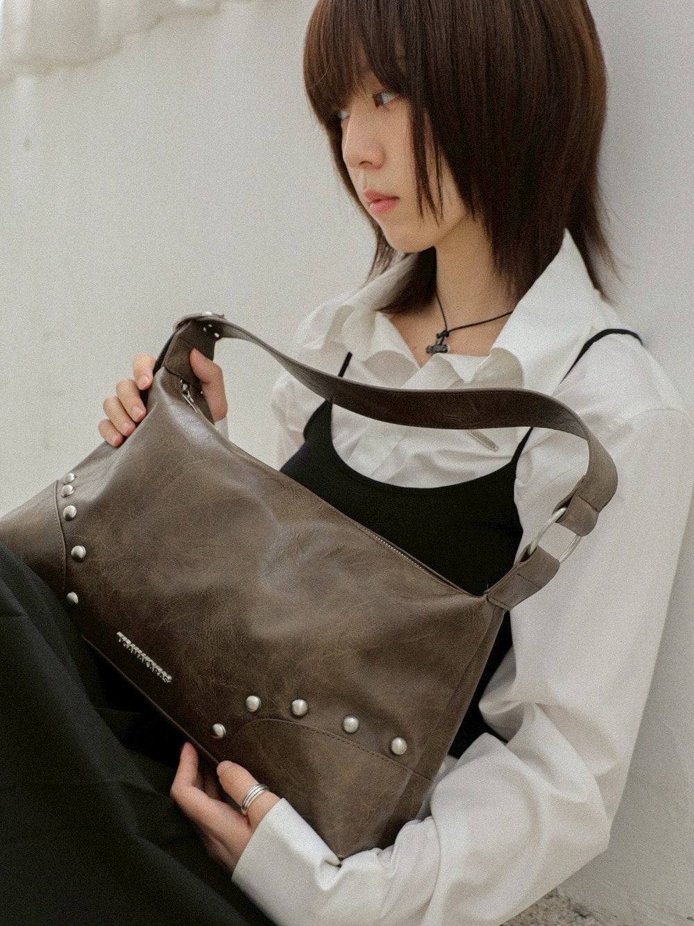 【IUGAMAKARAS】Studded Hobo Bag