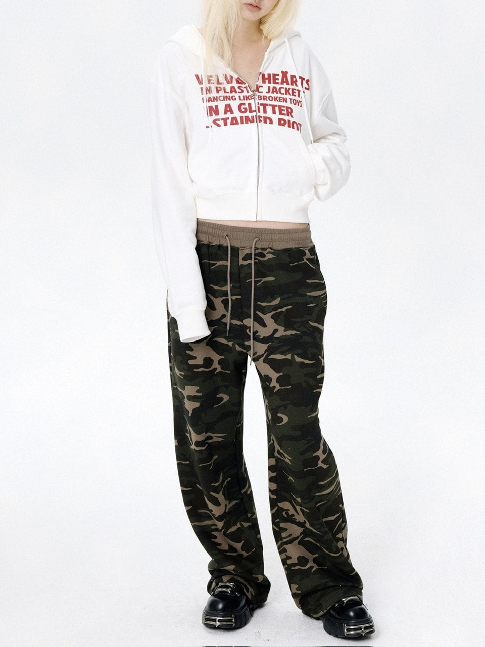 【runningHIGH】[RENEWAL] LETTERING CROP ZIP UP HOODIE / 【ランニングハイ】レタリングクロップジップアップパーカー