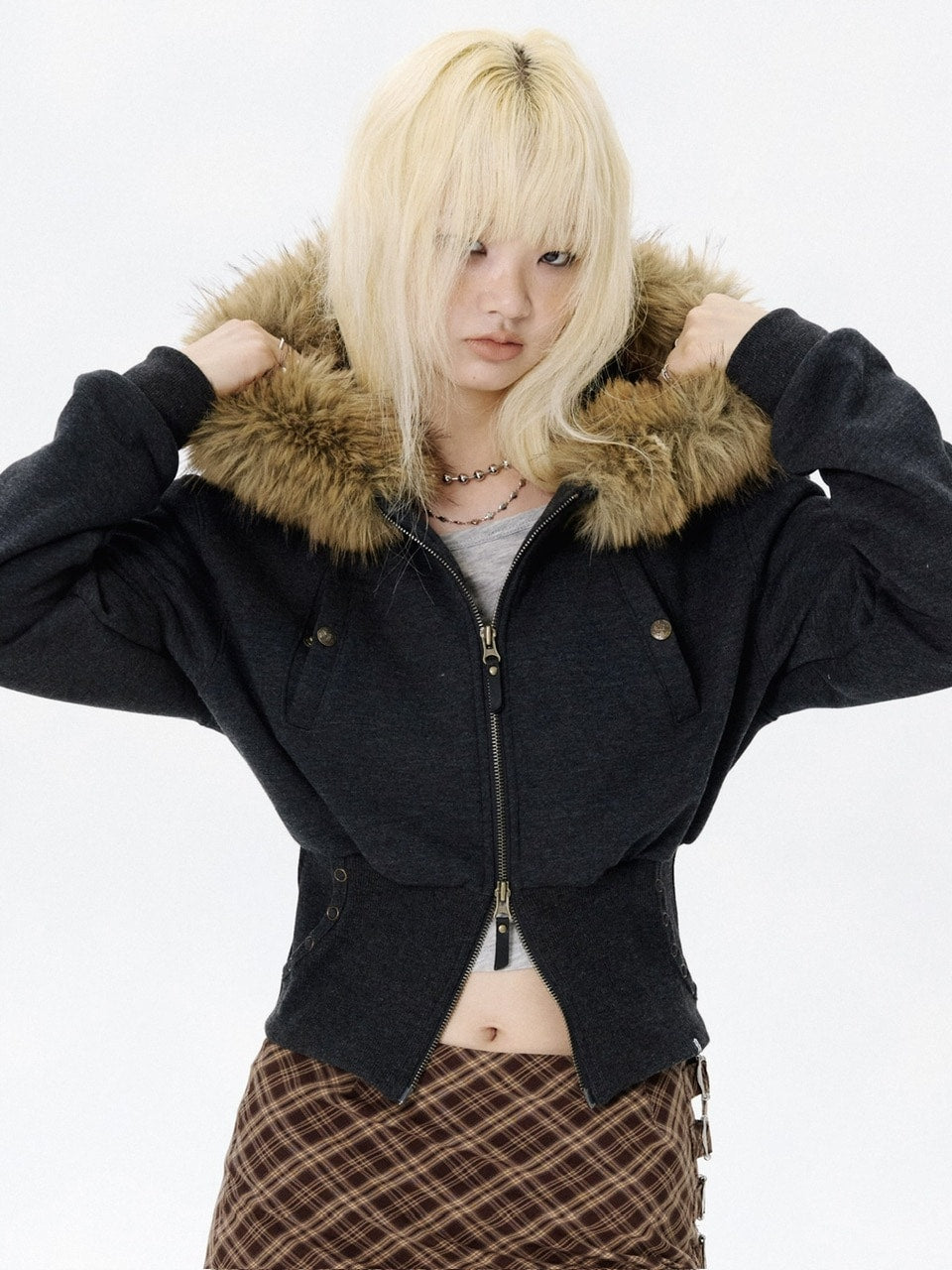 【runningHIGH】FUR ZIP UP HOODIE / 【ランニングハイ】ファージップアップパーカー