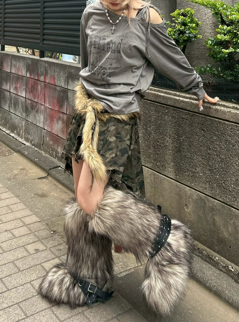 ブラウン、ブラック写真なし受注制【Never mind the XU】asymmetry skirt (3color)
