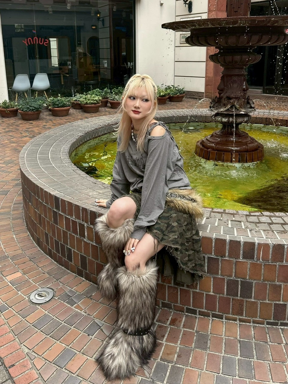 【Never mind the XU】one shoulder long sleeve / 【ネバーマインドザエックスユー】ワンショルダー長袖Tシャツ (2color)