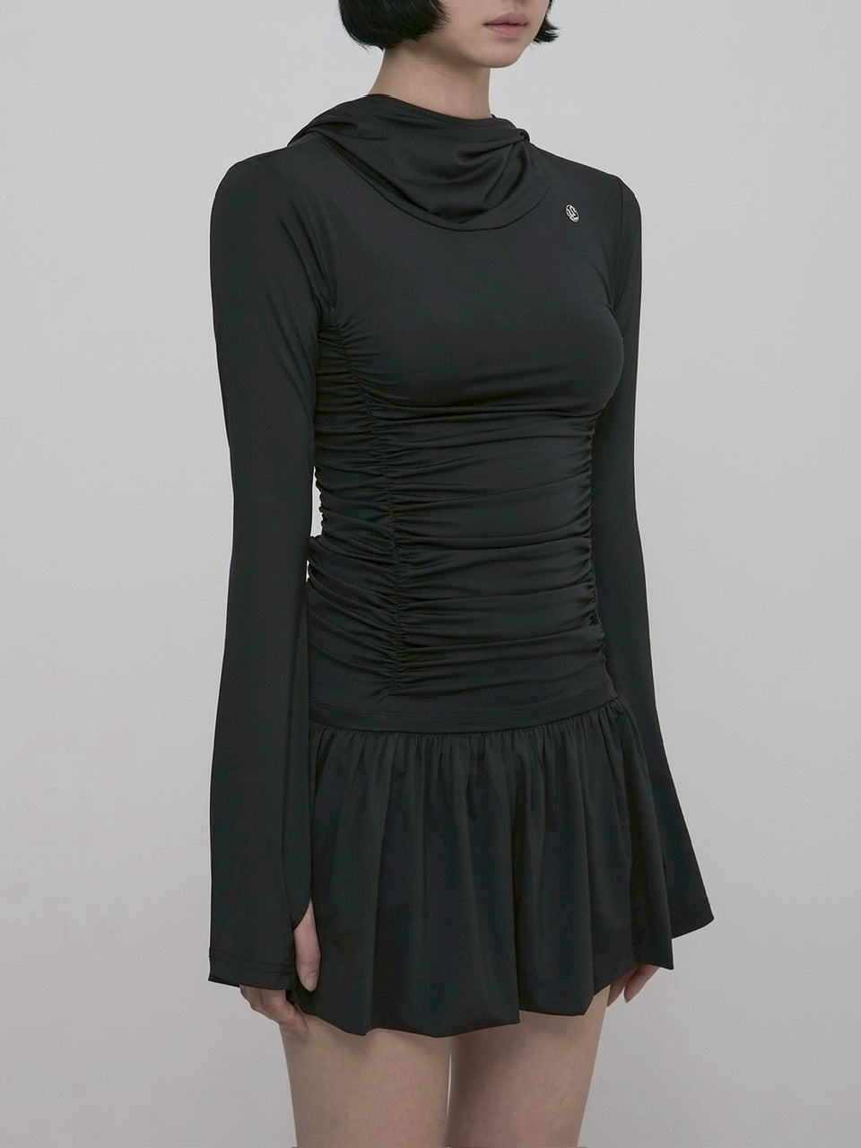 【FLAREUP】Hooded High Neck Long Dress / 【フレアアップ】フードハイネックロングドレス