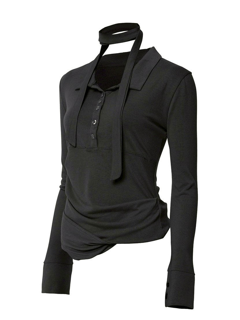 【FLAREUP】Asymmetrical Draped Shirt / 【フレアアップ】アシンメトリードレープシャツ