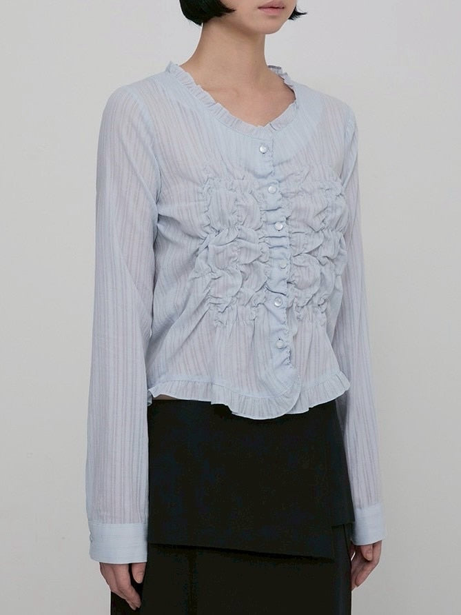 【FLAREUP】Saya Frill Puff Long Blouse / 【フレアアップ】サヤフリルパフロングシャツ