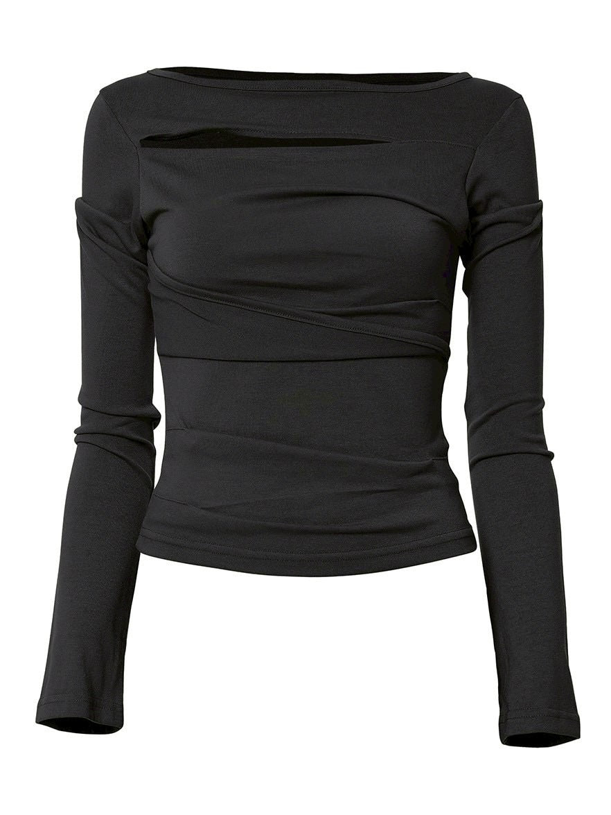 【FLAREUP】Asymmetrical Draped Long Sleeve / 【フレアアップ】アシンメトリードレープ長袖Ｔシャツ