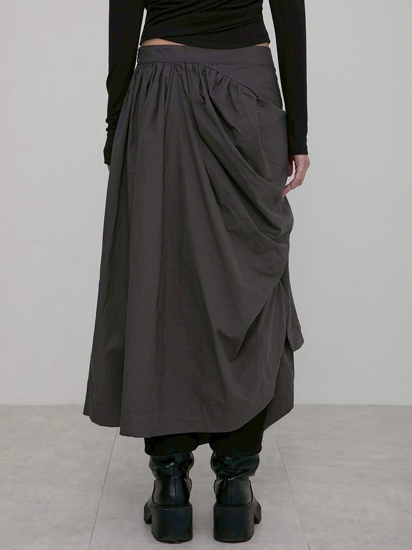 【FLAREUP】Asymmetrical Draped Layered Long Skirt / 【フレアアップ】アシンメトリードレープレイヤードロングスカート