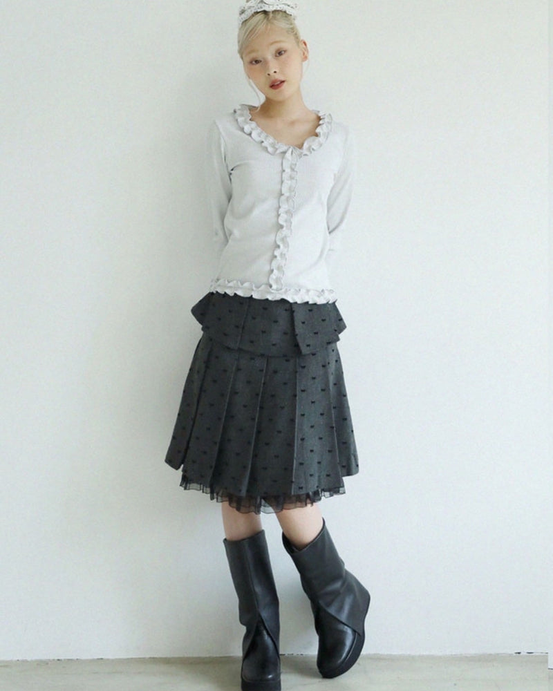 12/21 20:00 再販【Uglyshadow】RUFFLE RIBBED T-SHIRT