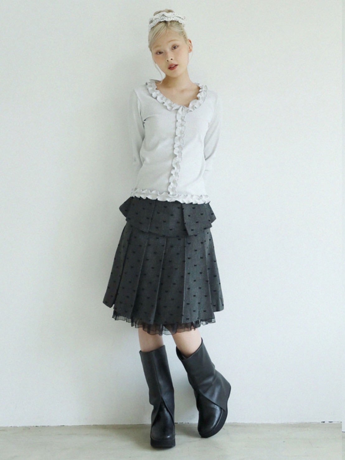 12/21 20:00 再販【Uglyshadow】RUFFLE RIBBED T-SHIRT