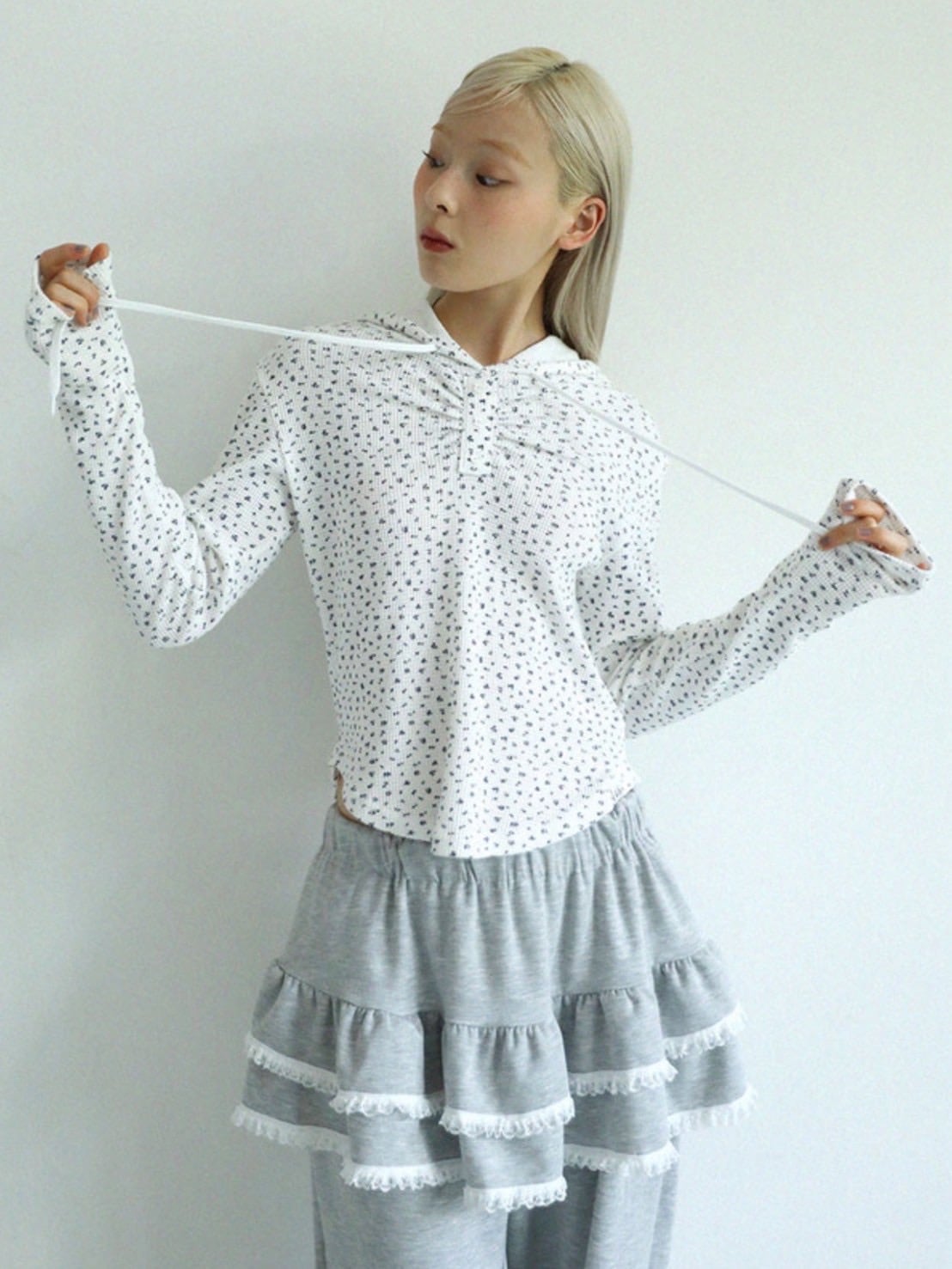 12/21 20:00 再販【Uglyshadow】FLOWER WAFFLE HOODIE