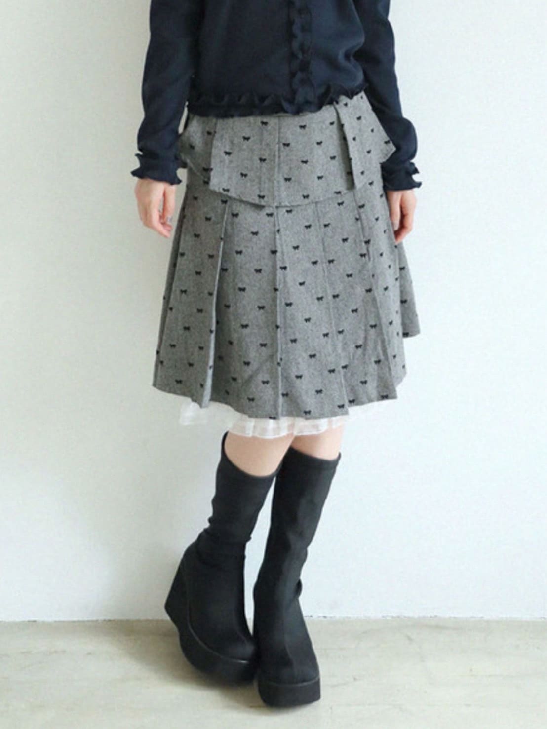 12/21 20:00 再販【Uglyshadow】RIBBON MIDI SKIRT