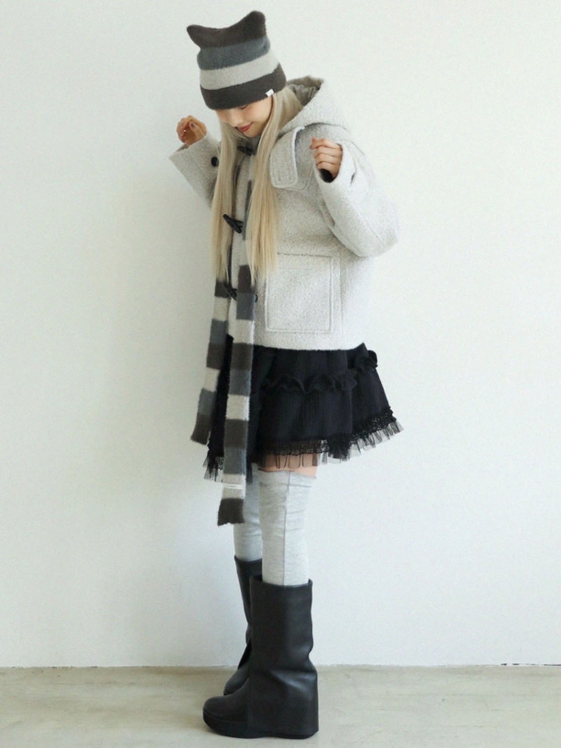 12/21 20:00 再販【Uglyshadow】STRIPED CAT BEANIE