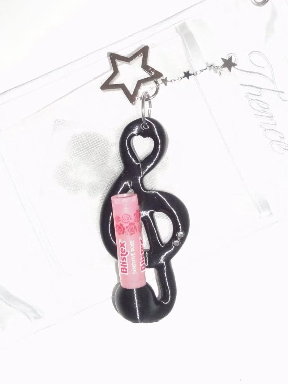 【EVERYTHINGS】MIDNIGHT(TREBALM) / 【エブリシングス】ブラックスターリーミュージックモチーフリップケースキーリング