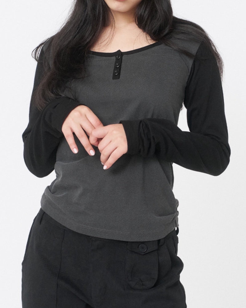 【Miseki seoul】Henley neck long sleeves