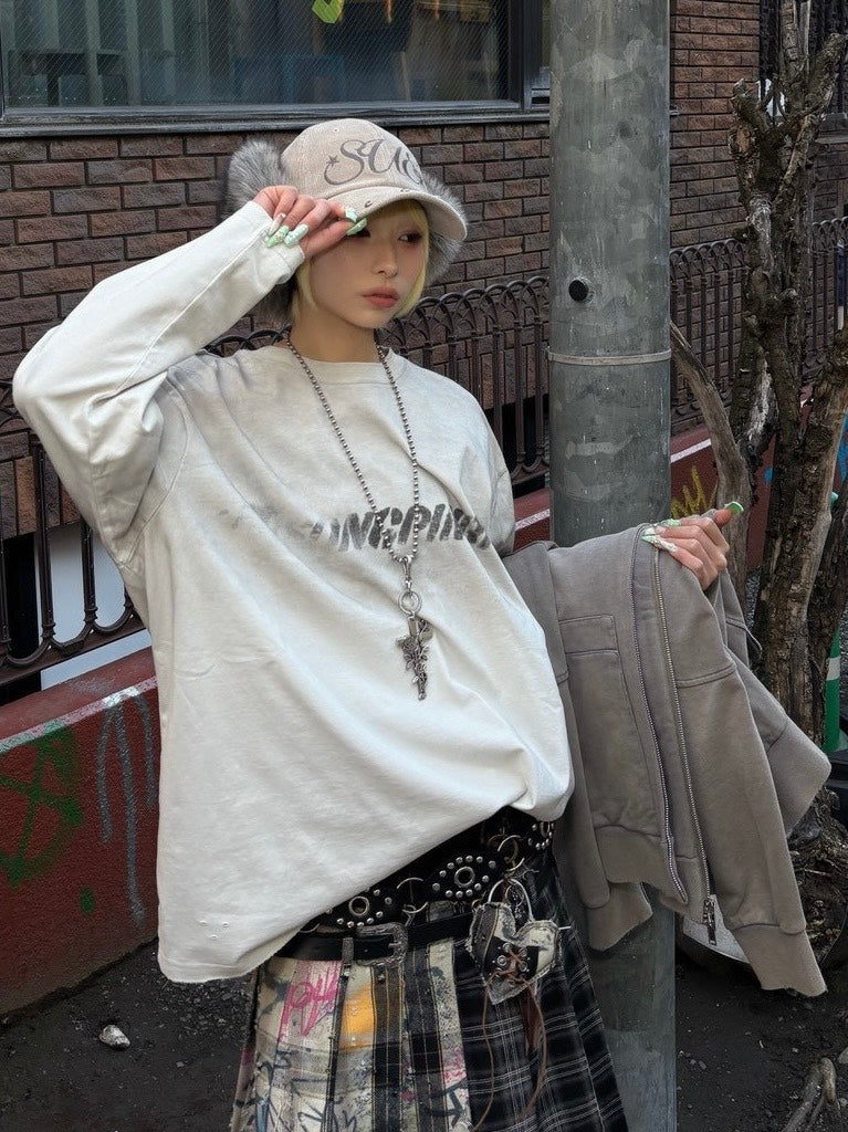 【Never mind the XU】washed long sleeve / 【ネバーマインドザエックスユー】ウォッシュ長袖Tシャツ (2color)