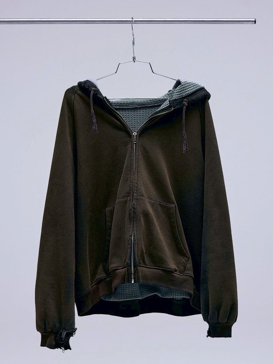 【BASKETCASE】HENCH, thermal lined zip-up hoodie /【バスケットケース】ブラーサーマルジップパーカー