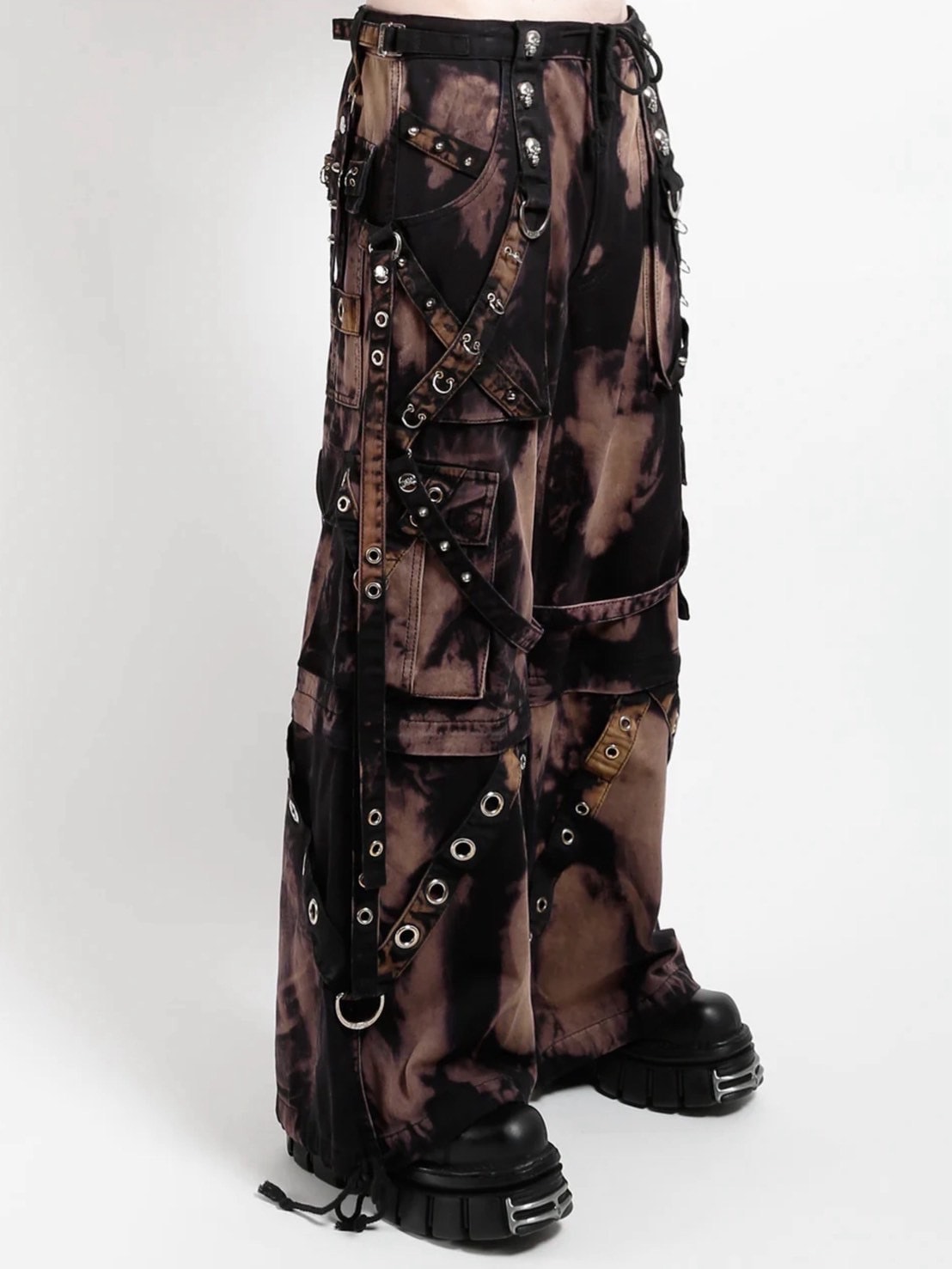 【TRIPP nyc】STORM WASH DENIM PANT[BD7145MB] / 【トリップ ニューヨーク 】ボンテージストラップタイダイウォッシュワイドデニムパンツ