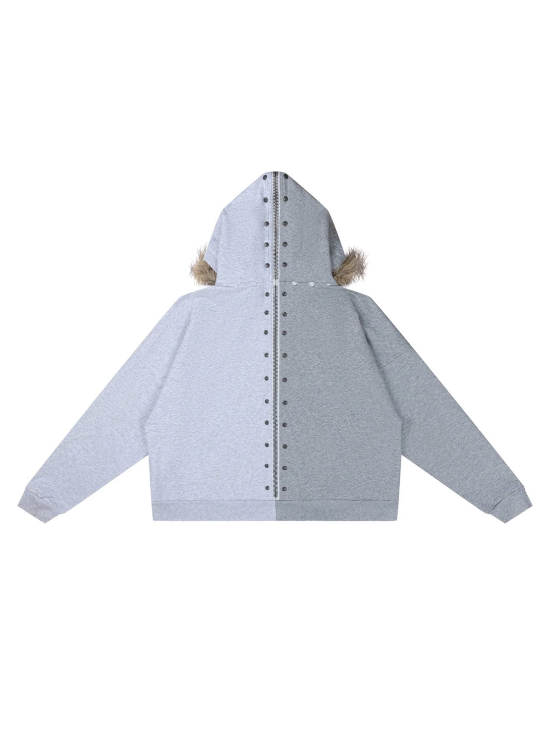 Thought We Friends】Nyra Zip-Up Jacket with Detachable Fur Hood Thought We Friends】Nyra Zip-Up Jacket with Detachable Fur Hood