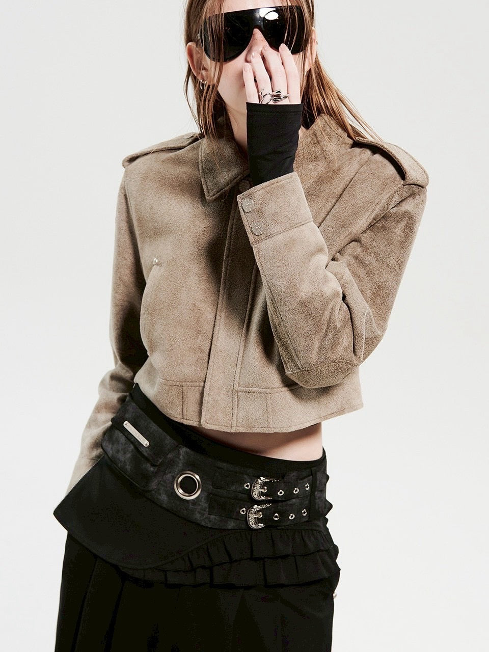 【HOLY NUMBER 7】Layered eyelet pocket skirt