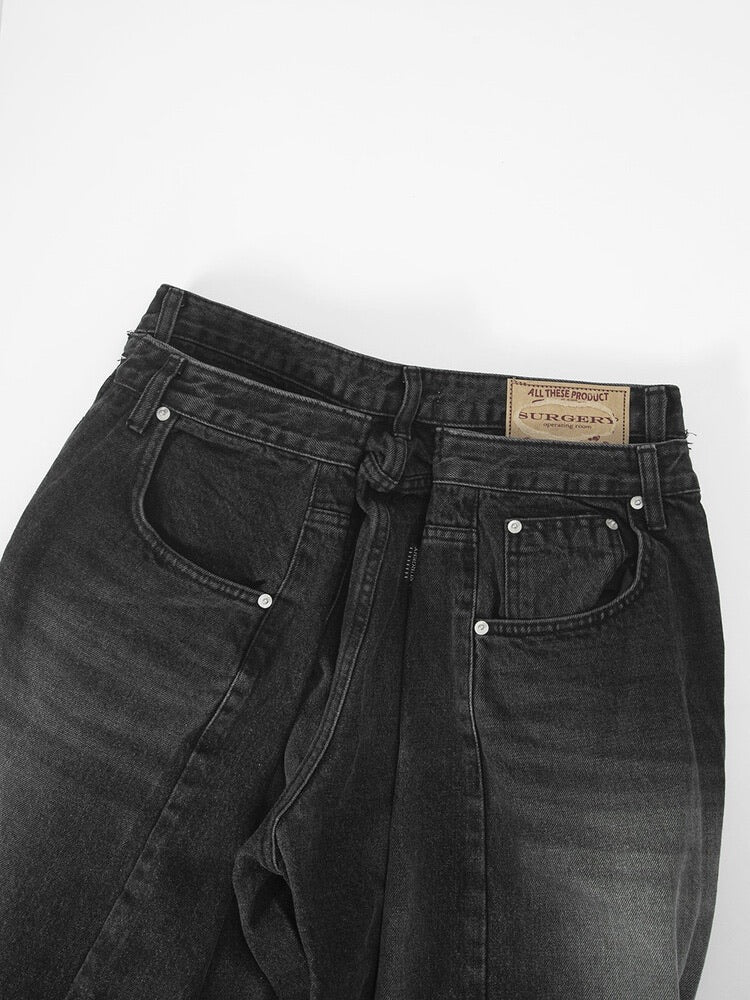 SURGERY】surgery double folding over wide baggy jeans ver.2