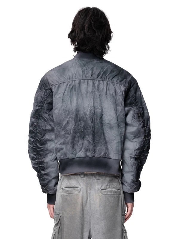【The Boy Has No Patience】Pleated Spray Color Ma1 Jacket / 【ザボーイハズノーペーシェンス】スプレーカラーシャーリングMA1ブルゾン