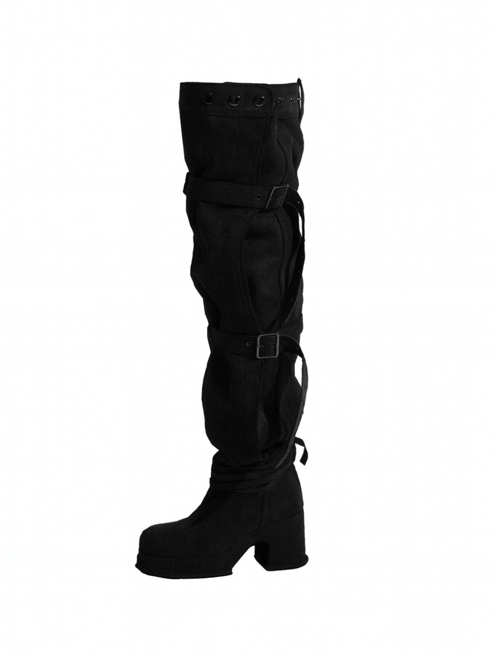 【GATELESS】BELT BUCKLE LOOSE LONG BOOTS / 【ゲートレス】ベルトバックルルーズロングブーツ