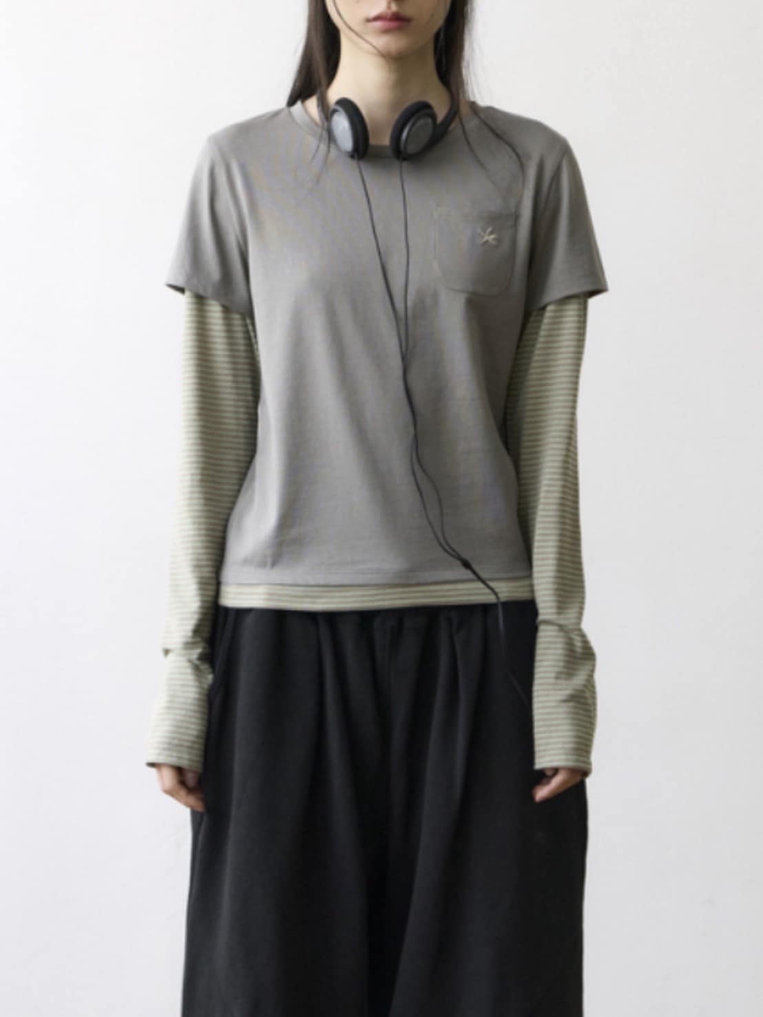 【THECOLDESTMOMENT】TCM stripe layered long sleeve