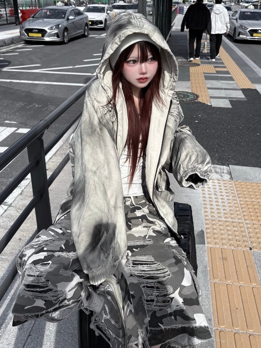 Never mind the XU】damage hood jacket / 【ネバーマインドザエックス