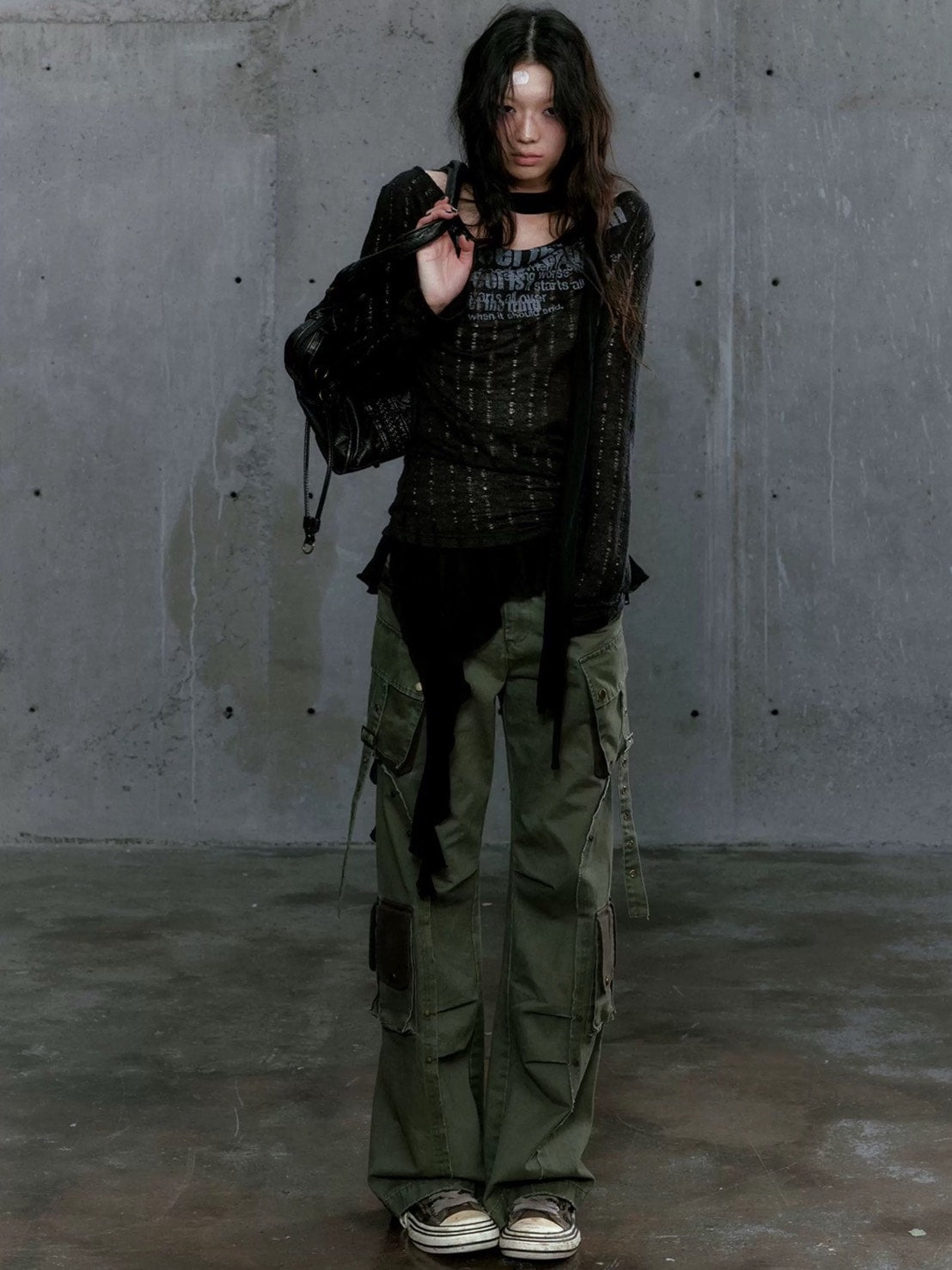 【Cest Nous】Dropped Neckline Graffiti Top