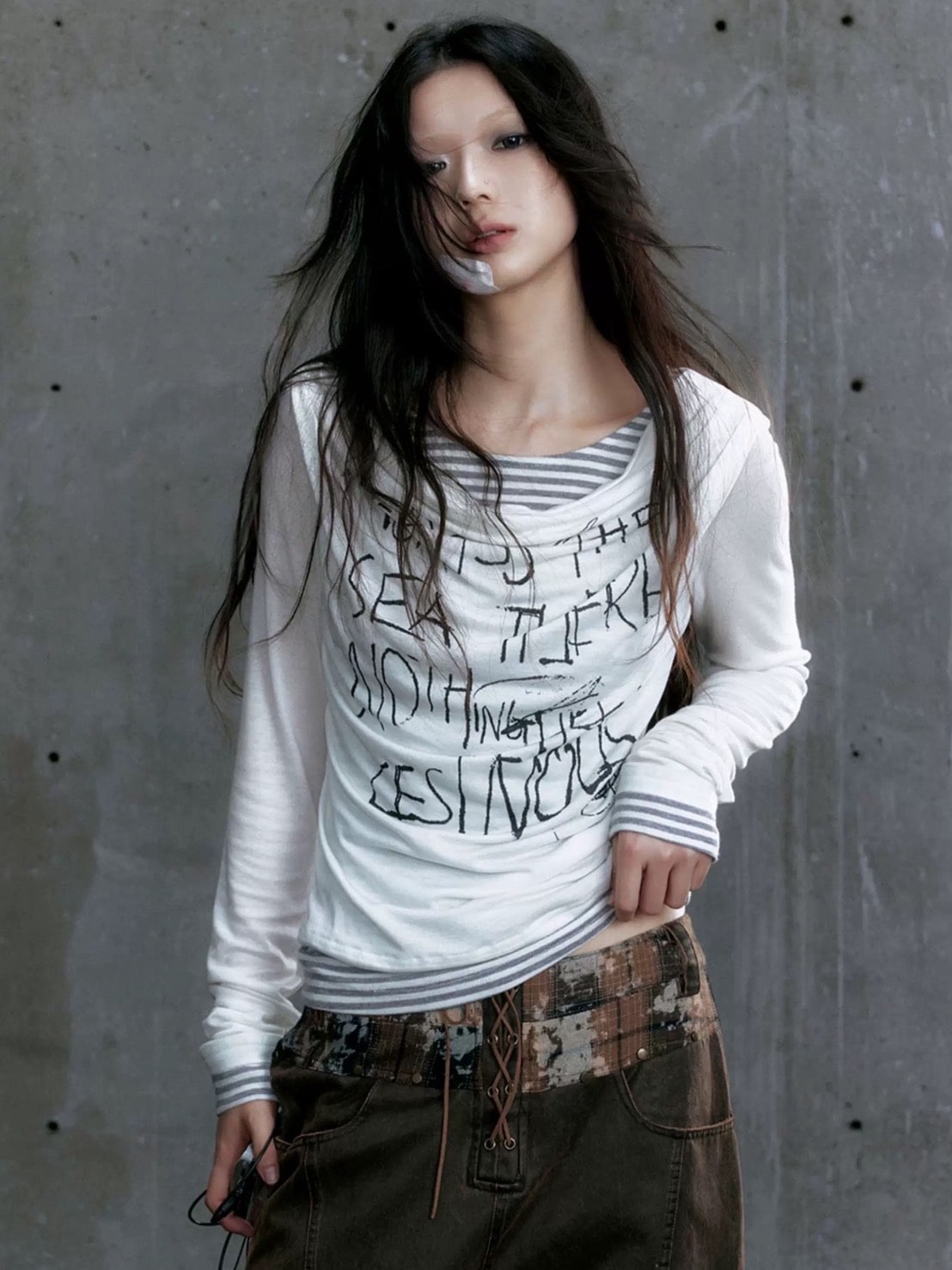 【Cest Nous】Border Patchwork T-Shirt