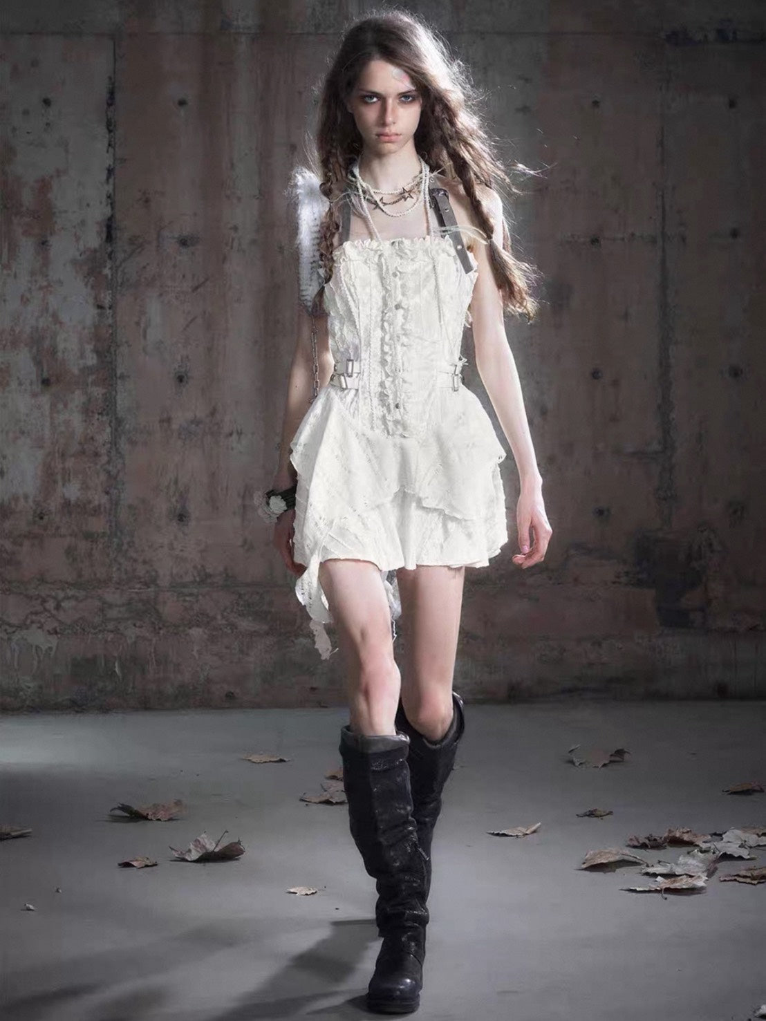 【Cest Nous】Belted Halter Dress / 【セヌー】ベルトホルターフリルワンピース