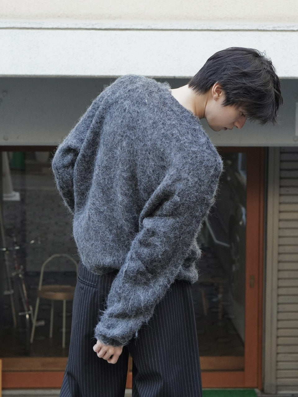 東京店WEB限定受注制【Chikashitsu +】shaggy knit cardigan / 【チカシツプラス】シャギーニットカーディガン (2color)