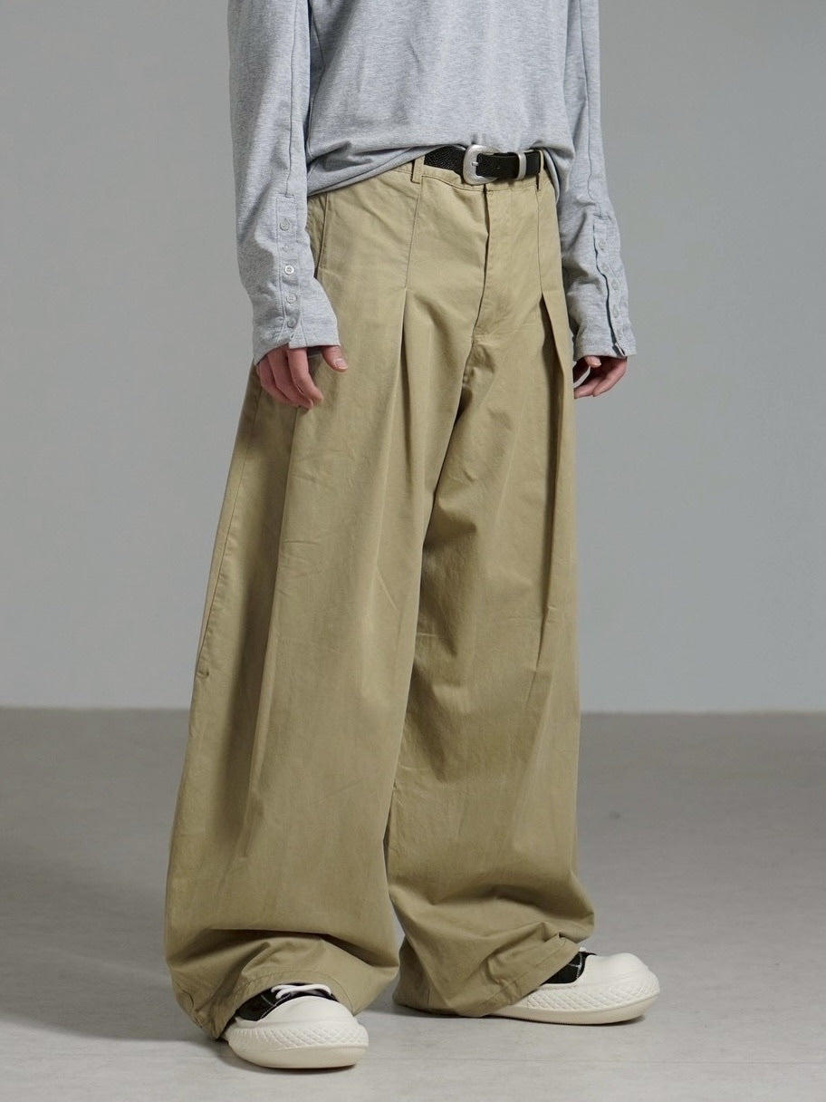 受注制【Chikashitsu +】pleats chino wide pants / 【チカシツプラス