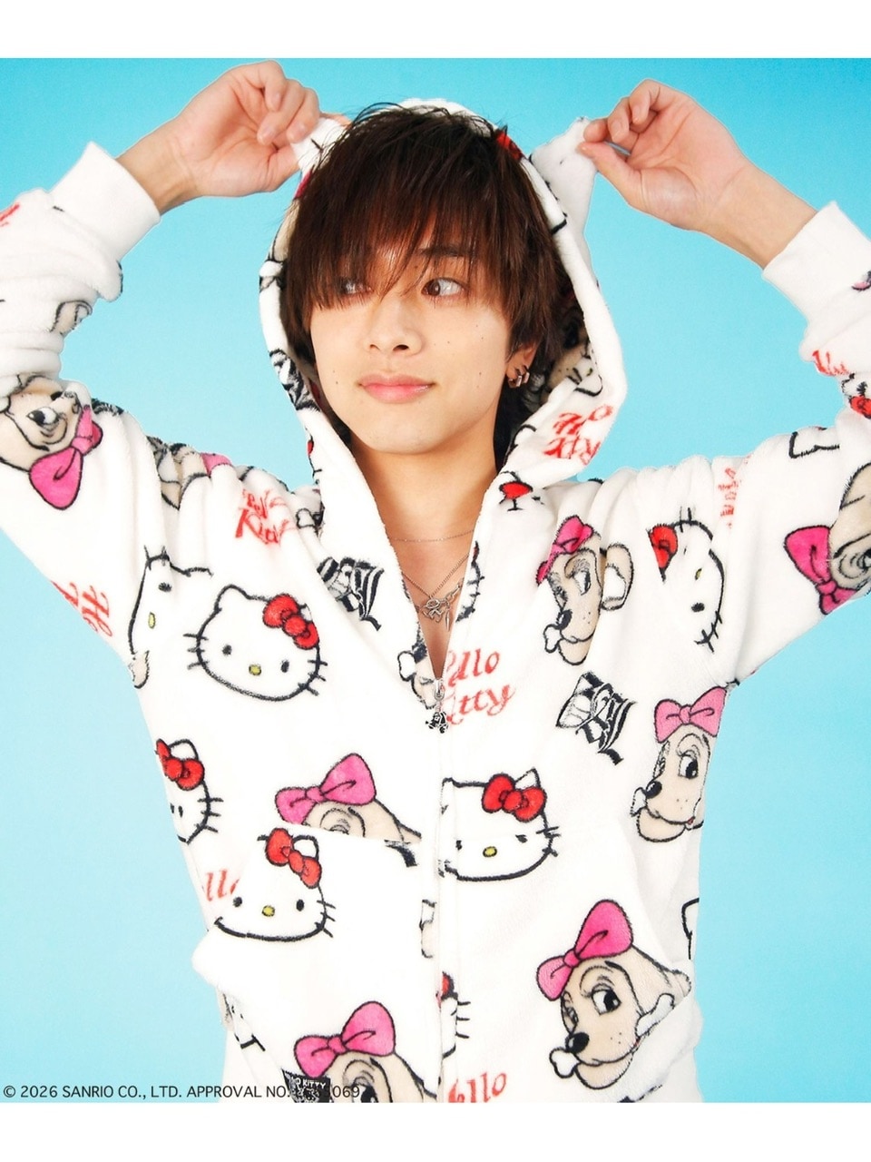 【GALFY×KITTY】ラブリーふわもこ3ピースSET UP / 【ガルフィー×キティー】総柄猫耳３ピースセットアップ