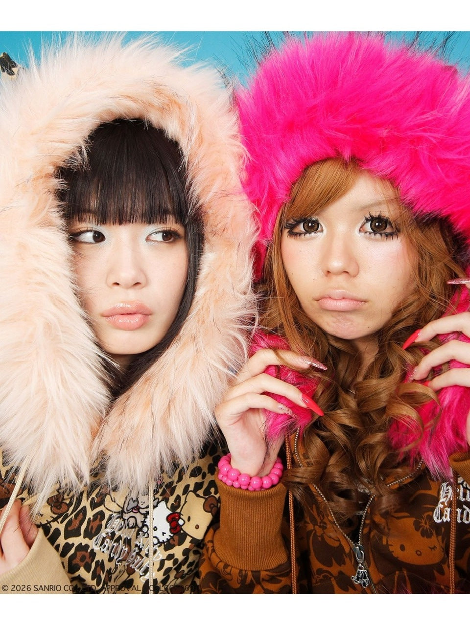 【GALFY×KITTY】鬼ギャルパーカー / 【ガルフィー×キティー】総柄猫耳ファー付きジップアップパーカー