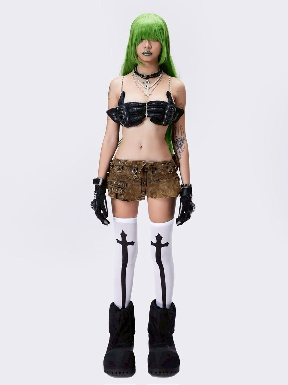 【Cozy world Wide】005 CHAOS DREAM WAXED CAMO SKIRT / 【コージーワールドワイド】スタッズカモミニスカート