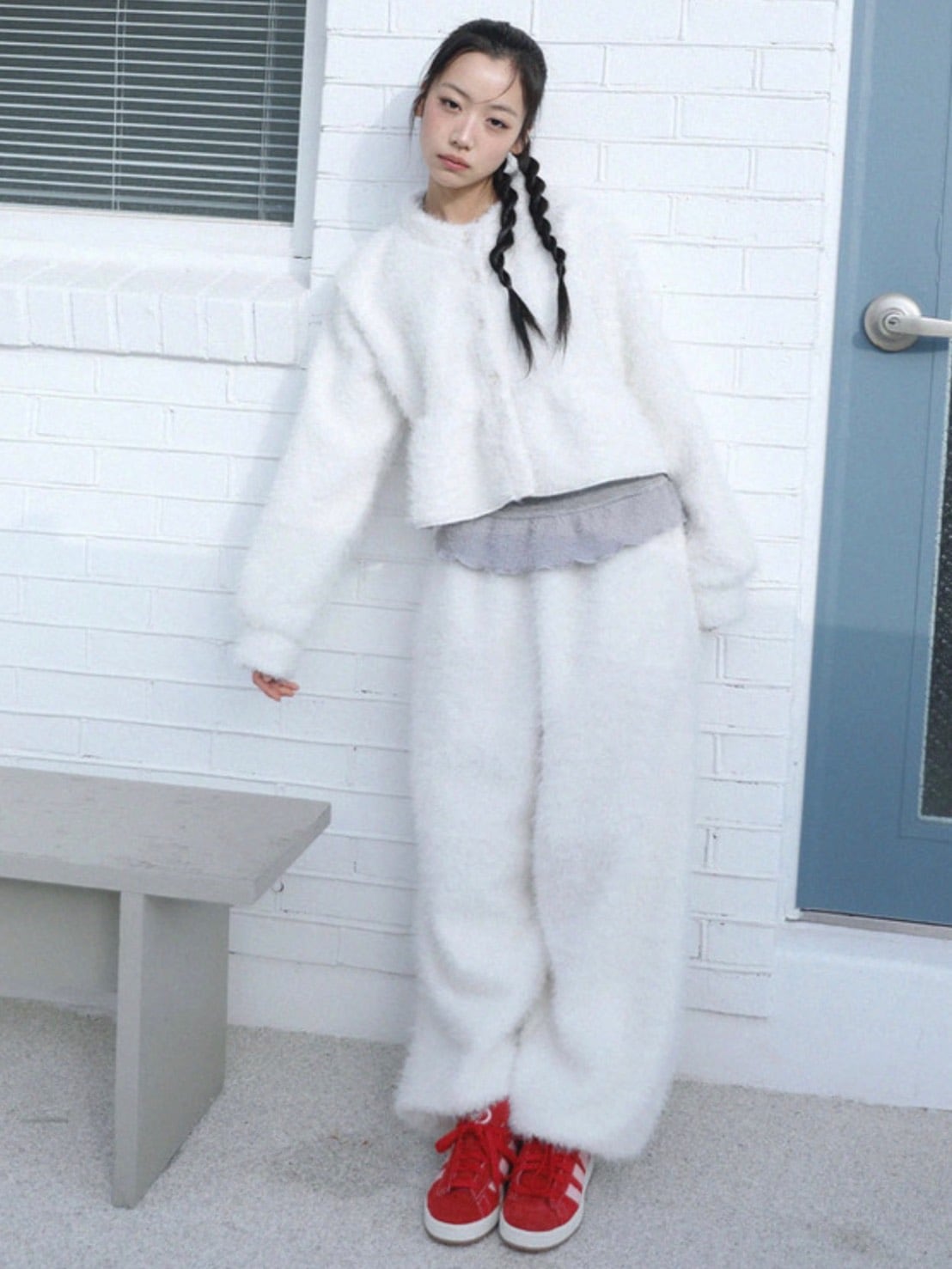 12/21 20:00 発売【Uglyshadow】BOUCLE KNIT WIDEPANTS