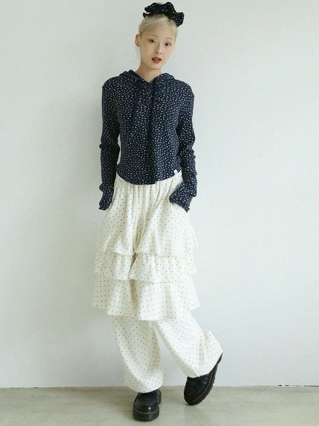 12/21 20:00 発売【Uglyshadow】DOT VELVET CANCAN MIDI SKIRT PANTS