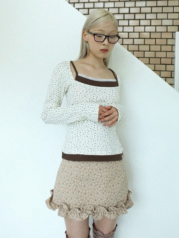 12/21 20:00 発売【Uglyshadow】FLOWER RUFFLE MINI SKIRT
