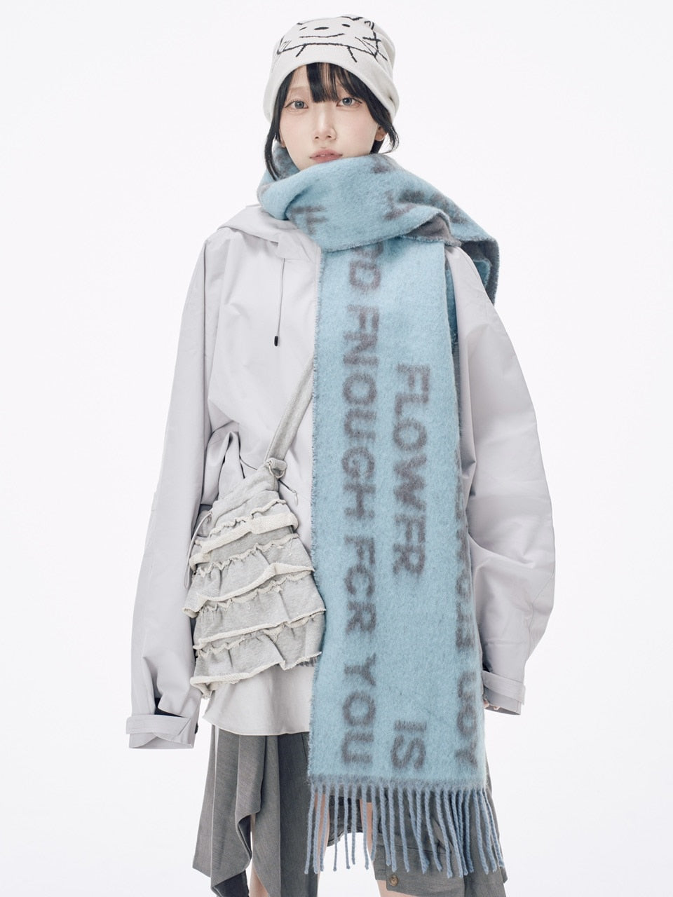 国際配送【Nerd out XU】drawing neko beanie / 【ナードアウトエックスユー】ドローイングネコニット帽 (2color)