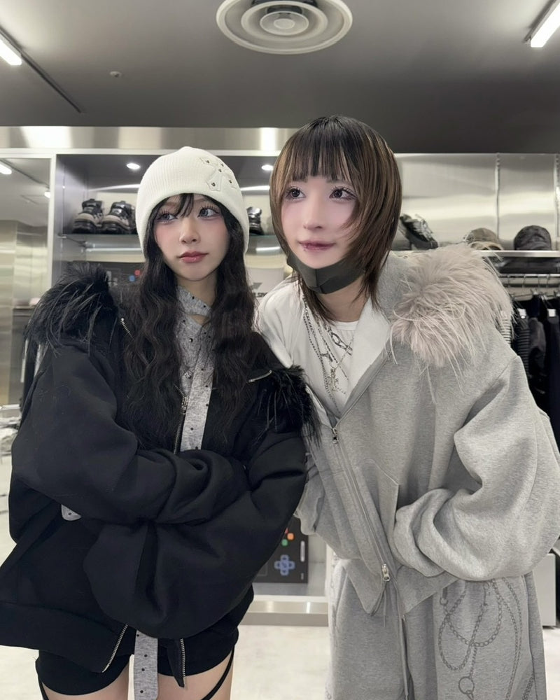 受注制【nmtc +】simple fur zip up hoodie 【エヌエムティーシープラス】シンプルファージップアップフーディ (2color)