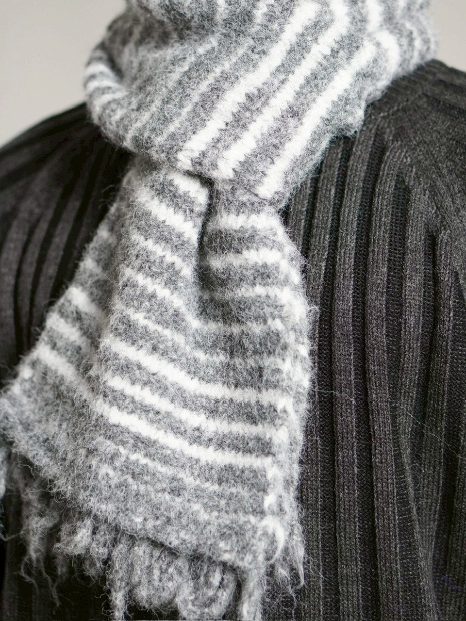 受注制【Chikashitsu +】jelly wool border muffler / 【チカシツプラス】ジェリーウールボーダーマフラー (4color)