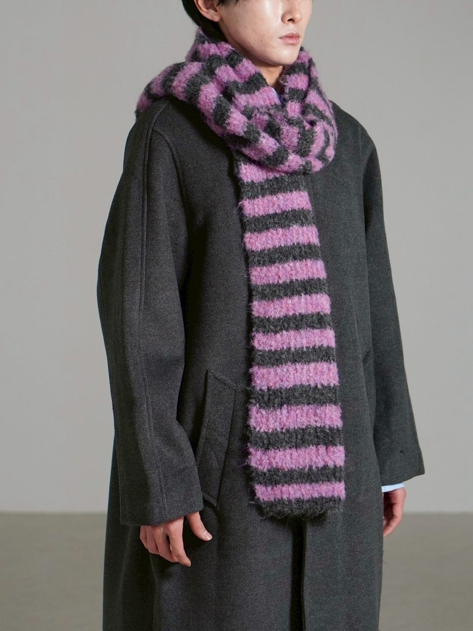 受注制【Chikashitsu +】candy border muffler / 【チカシツプラス】キャンディーボーダーマフラー (4color)