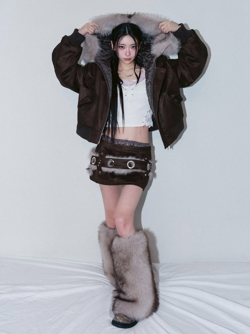 1/2 20:00発売【CHERRYQUIRI】suade satin peek mini sk