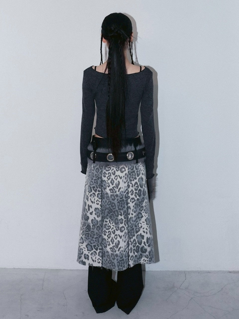 1/2 20;00発売【CHERRYQUIRI】leopard long pleats wrap sk