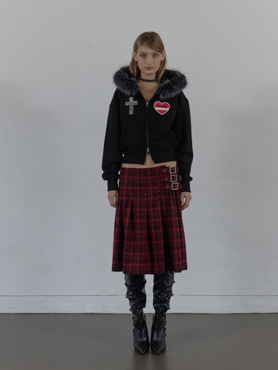 【SETUP‐EXE】FUR TRIMMING HOODED ZIP-UP / 【セットアップエグゼ】ファーフードジップアップパーカー