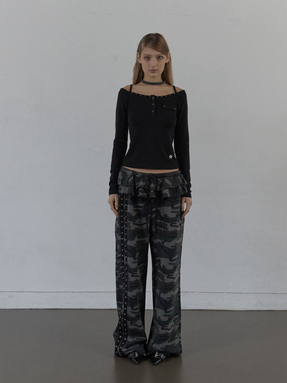 【SETUP‐EXE】SLEEVELESS LAYERED TOP / 【セットアップエグゼ】キャミレイヤード長袖Tシャツ